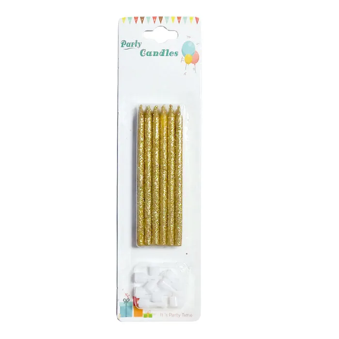Candles Gold Glitter [Pk 12] WTC
