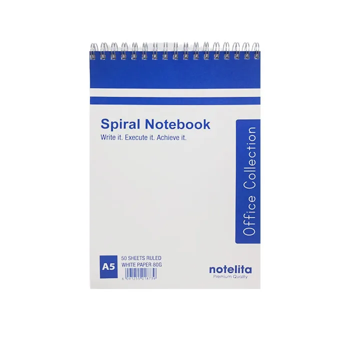 Spiral Writing Pad  A5, 50 Sheets, Ruled Notelita