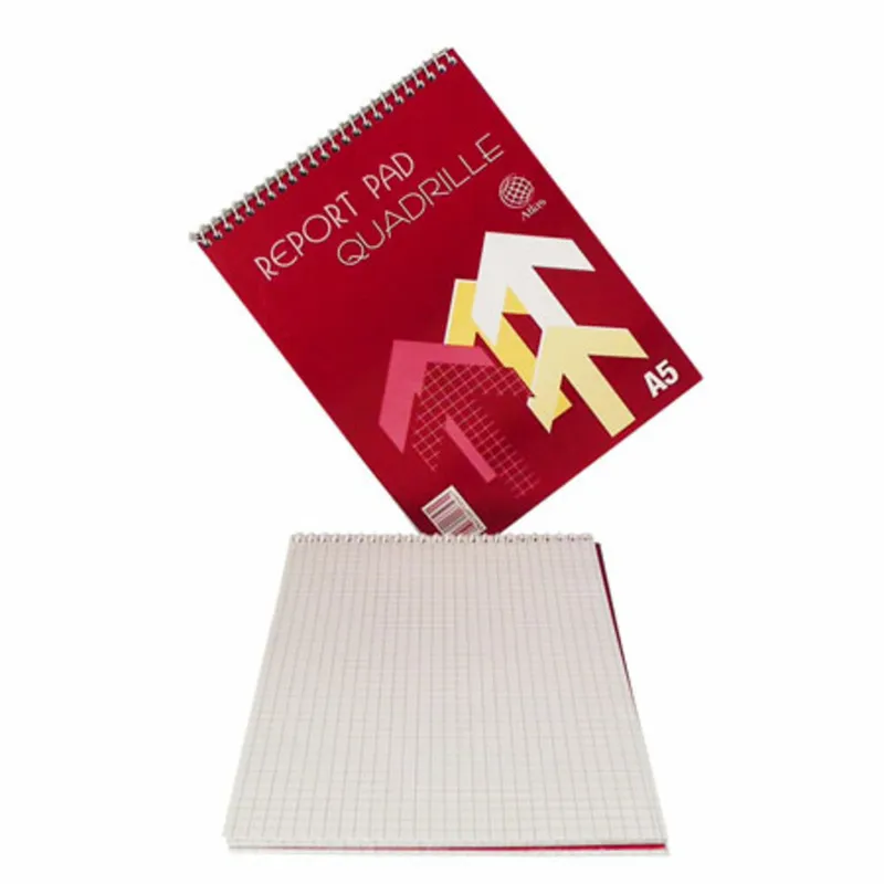 Spiral Writing Pad Ref SPA5Q A5, 50 Sheets, Square Grid Atlas
