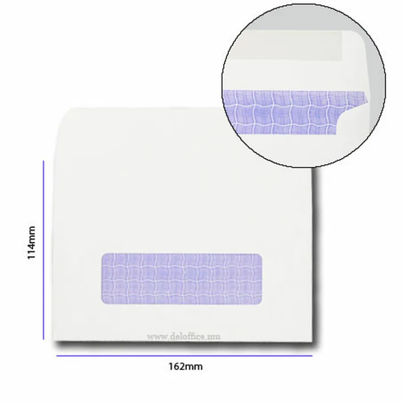 Envelope White Window C6, W162*D114mm [Pk 100] PP