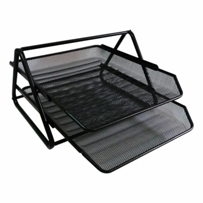 File Tray Metal Ref E9183 350*274*185mm, 2 Level, Black Deli