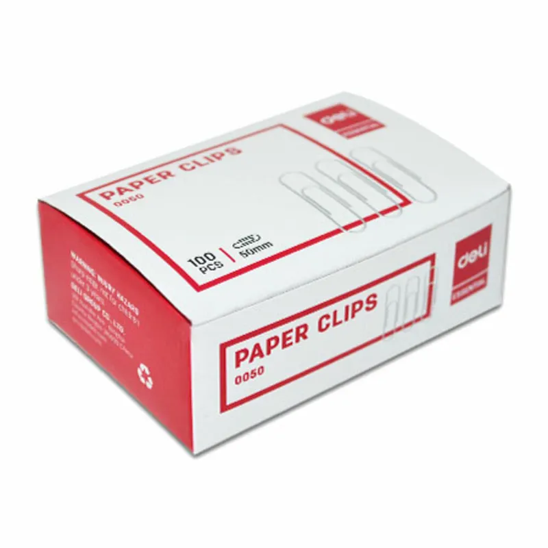 Paper Clips Ref E0050 50mm, Nickel Plated [Pk 100] Deli