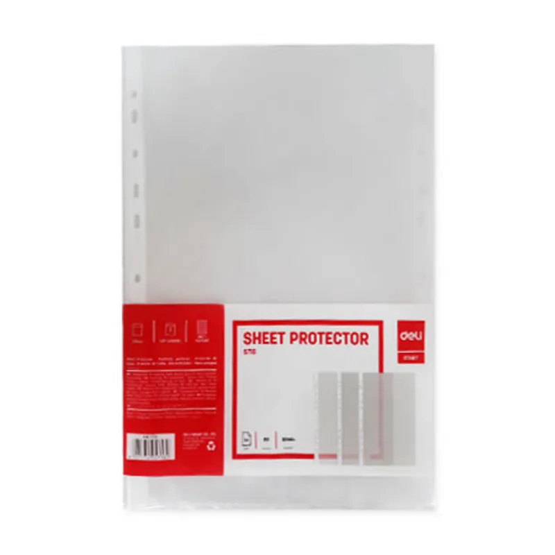 Sheet Protector Plastic Ref 5716 A4, 50 Mic [Pk 20] Deli
