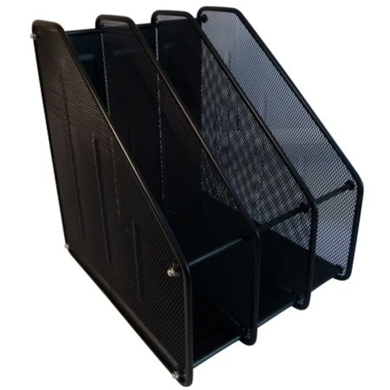 Magazine Rack Metal Ref E9197 3 Compartments, Black Deli
