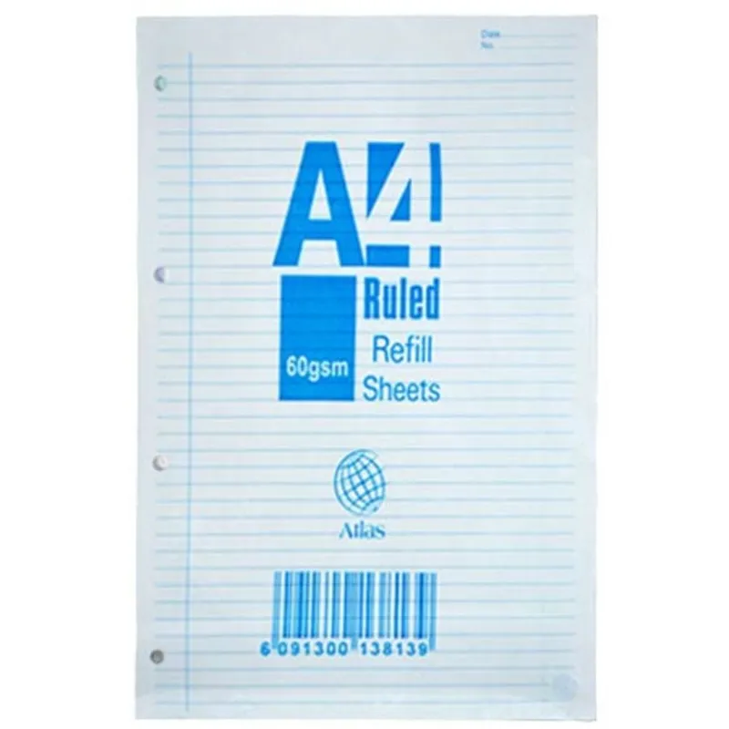 Ruled Refill Sheets Ref XA4 A4, 60gsm [Pk 40] Atlas