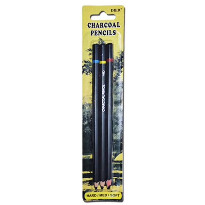 Wood Pencil Ref DE-9000 Charcoal Pencil [Pk 3] Dier