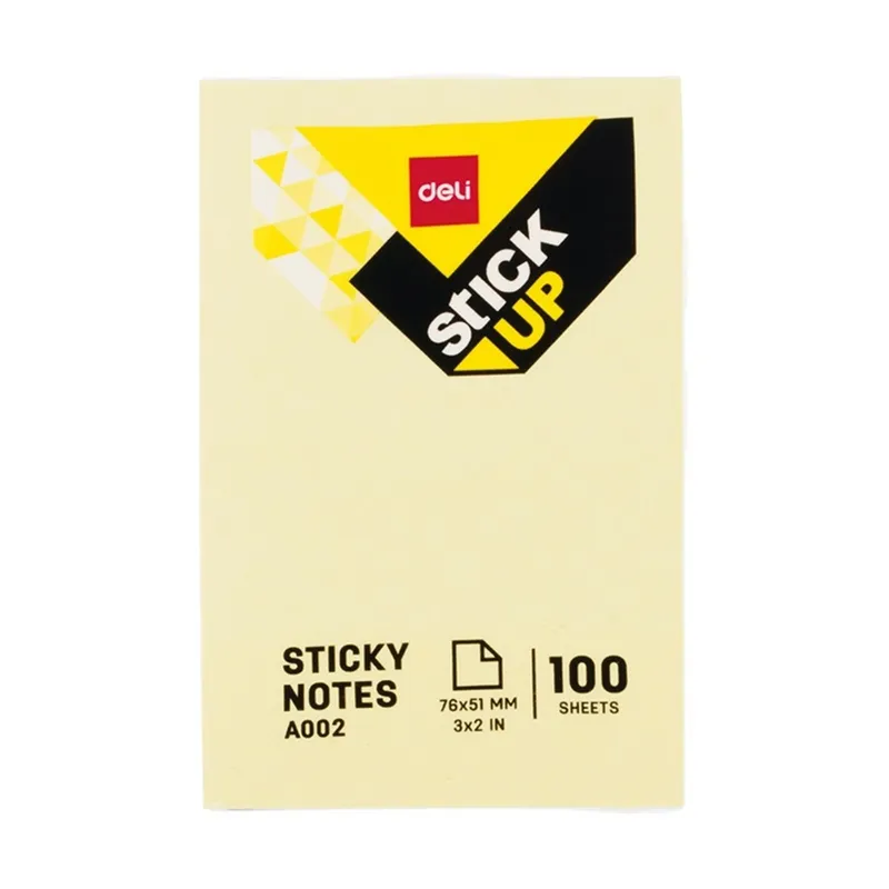 Sticky Notes Ref EA00252 S:2"X3" [76*51mm] 100 yellow shts/pad Deli
