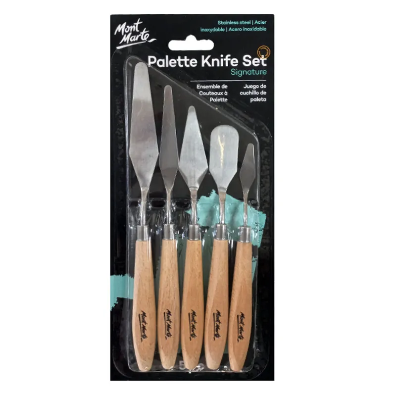 Palette Knife Set Ref MAPK0002 Set of 5pcs , Stainless Steel Mont Marte