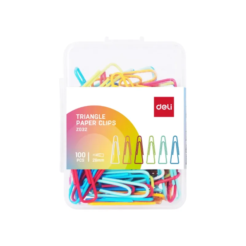 Paper Clips Triangular Ref Z032 28mm, Nickel Plated Mixed Colours Deli