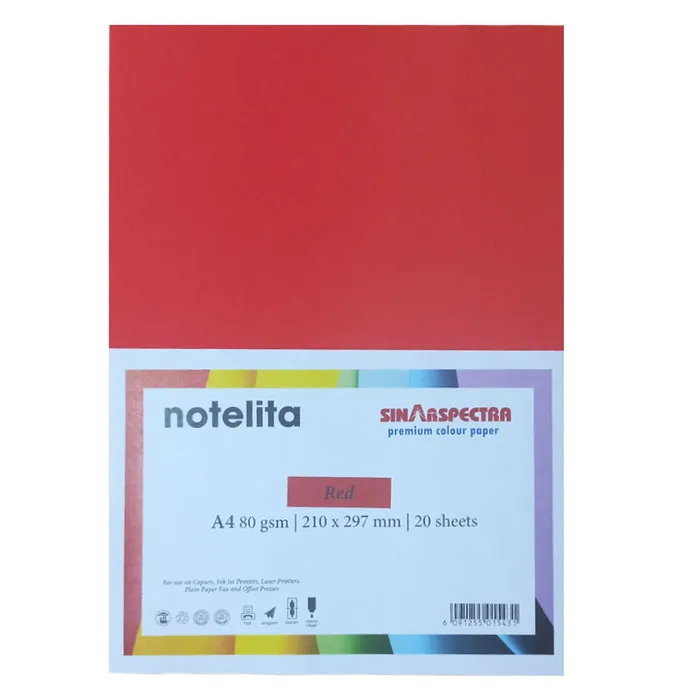 Colour Copy Paper A4 Red, 80gsm [Pk 20] Sinar Spectra