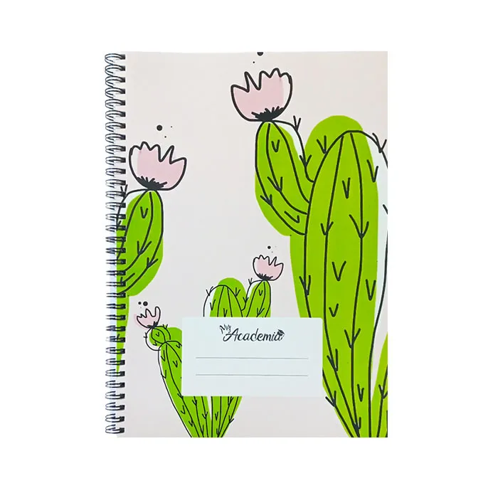 Spiral Notebook A4, 120 Sheets Ruled, Cactus My Academia