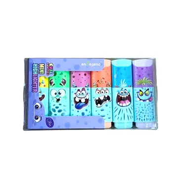 Mini Highlighter Ref HL6000F-6 Pet Design (1-5mm), Pk 6 (Assorted Pastel Colour) Enlegend