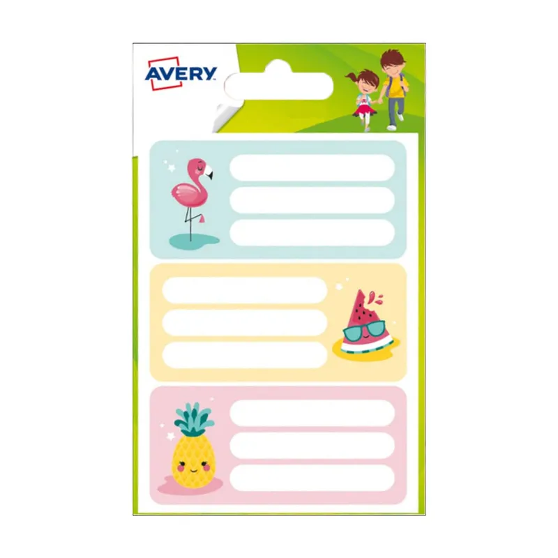 School Labels Ref ECOL15F W36*D76mm, 15 Labels - Flamingo Avery