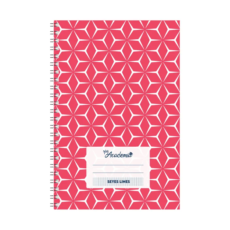 Spiral Notebook A4, 120 Sheets Seyes Lines, Raspberry  My Academia