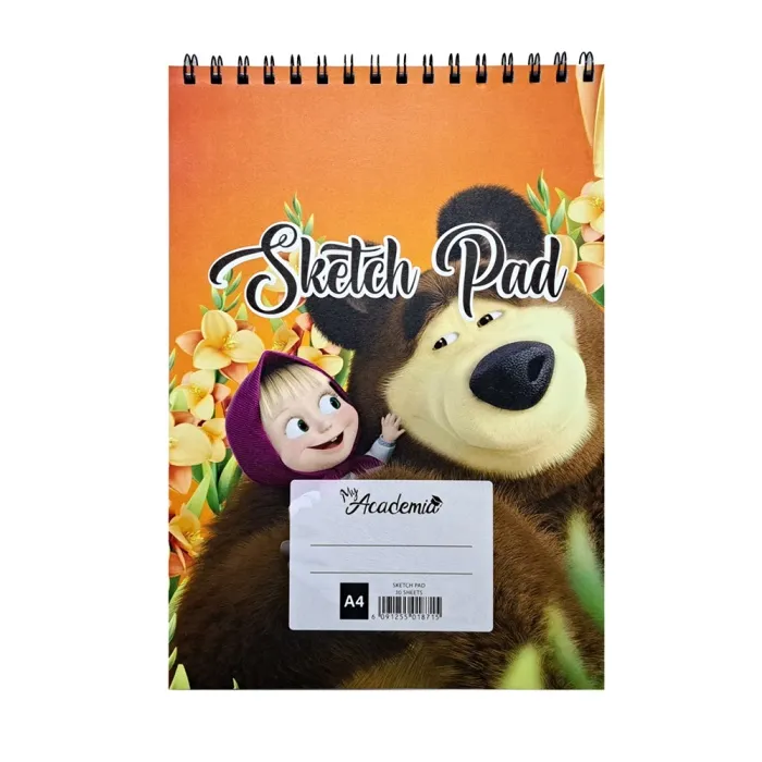 Sketch Book A4, 30 Sheets, Masha and the Bear My Academia