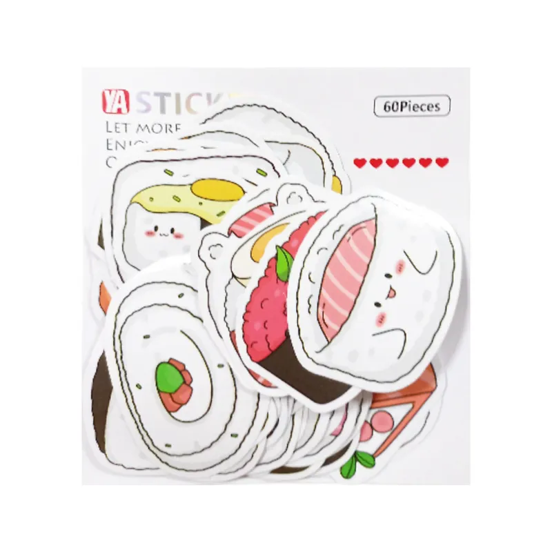 Sticker Ref YC6167 Sushi Party, 60 Pcs, 5-7cm Meli Melo