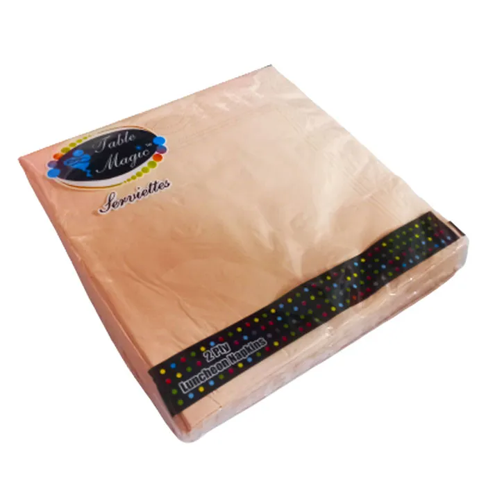 Napkins Ref CQS2-25C Peach, 2 Ply [330mm*330mm] Pk25 Table Magic