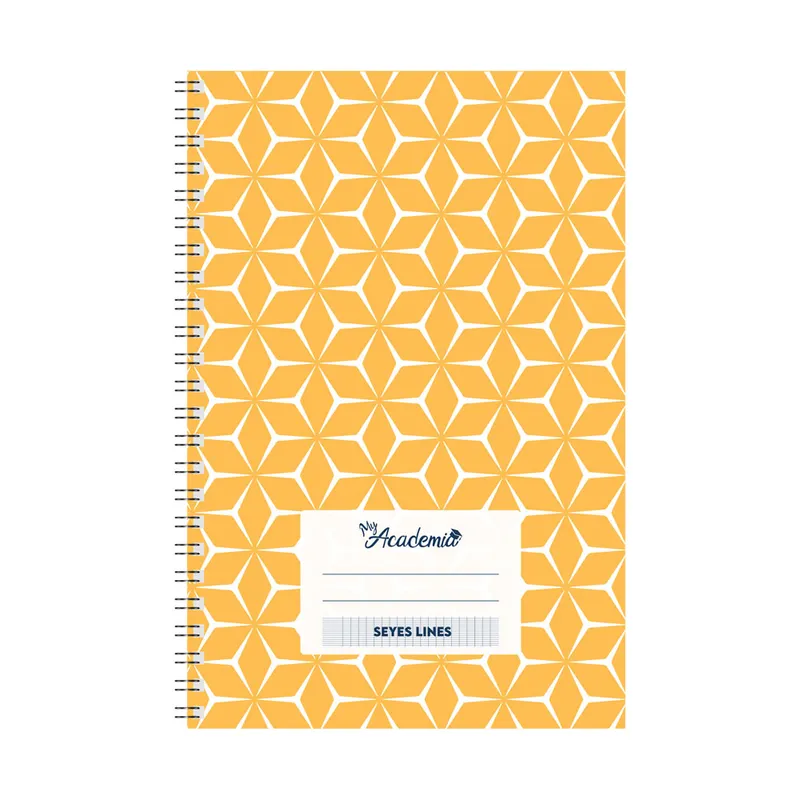 Spiral Notebook A4, 120 Sheets Seyes Lines, Yellow  My Academia