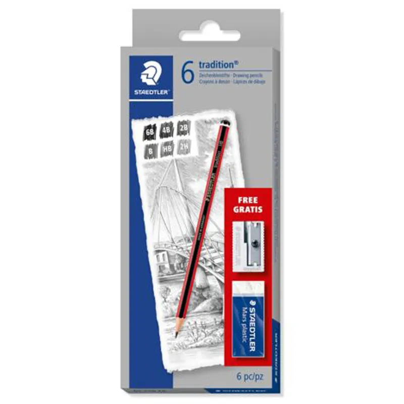 Wood Pencils set  Ref 61 110 C6 B,HB,2H,2B,4B,6B [Pk 6] Graphite Staedtler