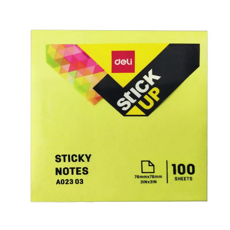 Sticky Notes Fluo Ref A02303 S:3*3",100 Shts/pad  Deli
