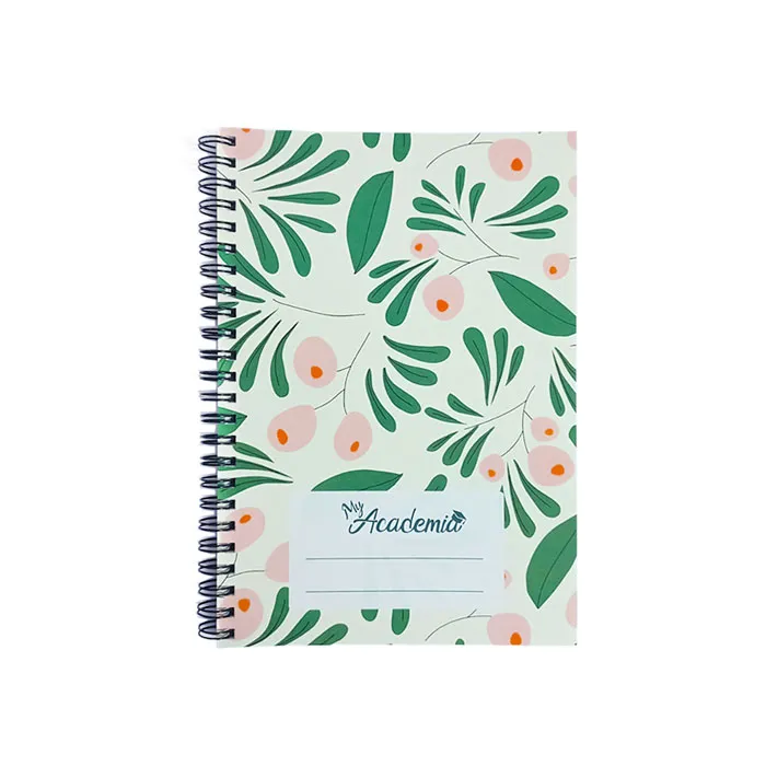 Spiral Notebook A5, 120 Sheets Ruled, Green Leaf My Academia