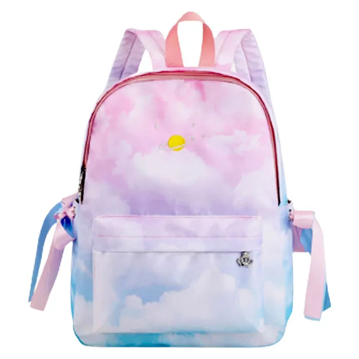 School Bag Nylon 32*14*25cm - Astro 3 - Blue and Pink Clouds My Academia