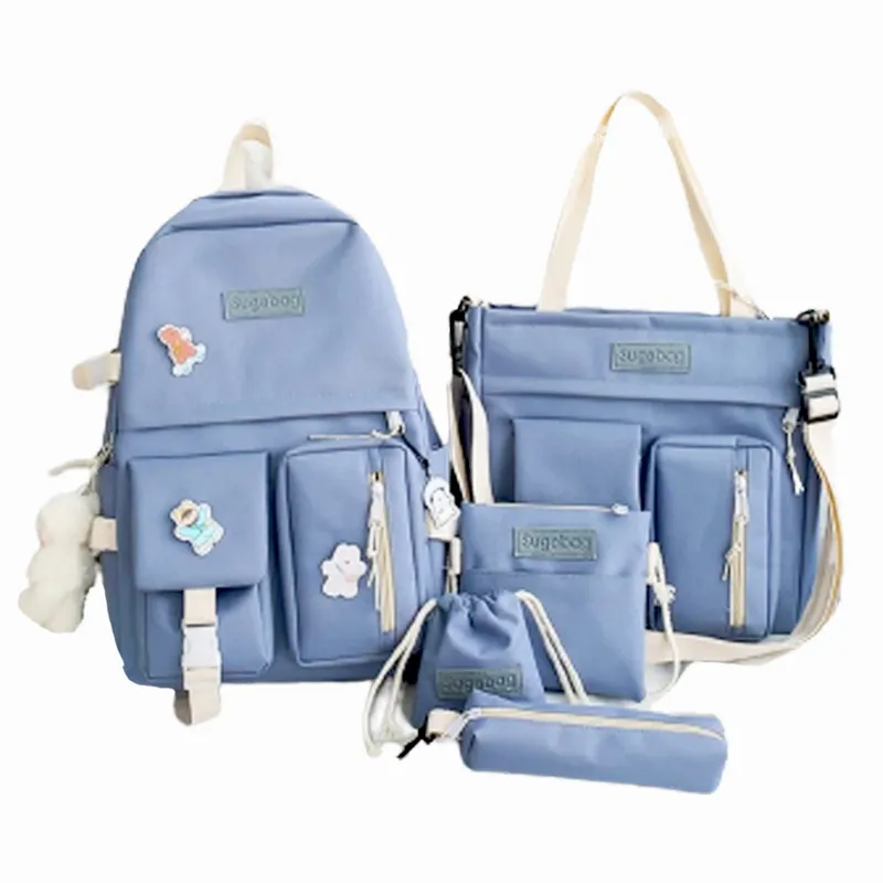 School Bag Bundle Blue Polyester - Backpack, 2 Handbags, Pouch, Pencil Case My Academia