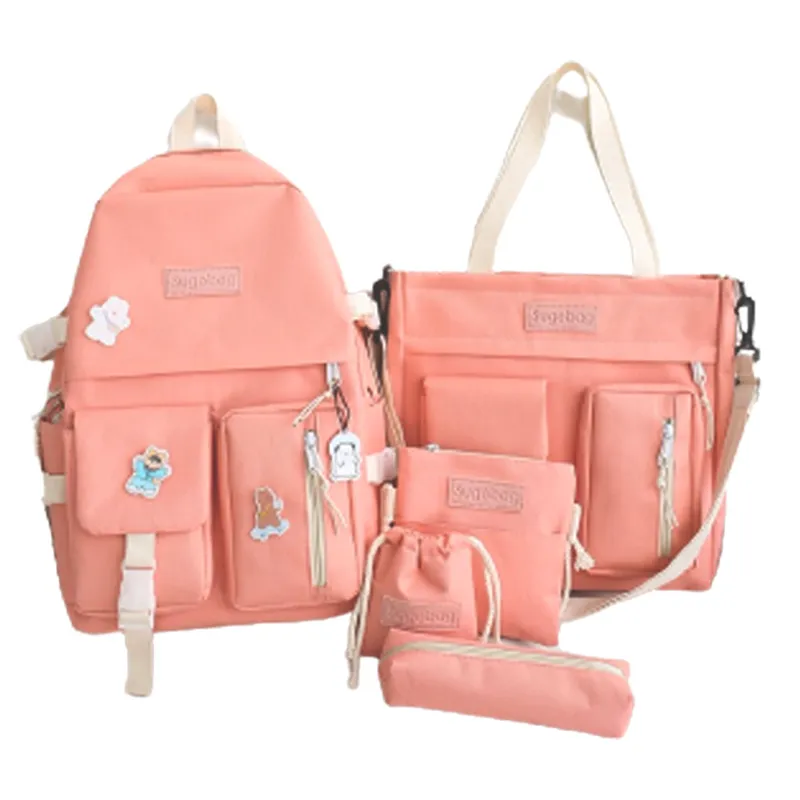 School Bag Bundle Pink Polyester - Backpack, 2 Handbags, Pouch, Pencil Case My Academia