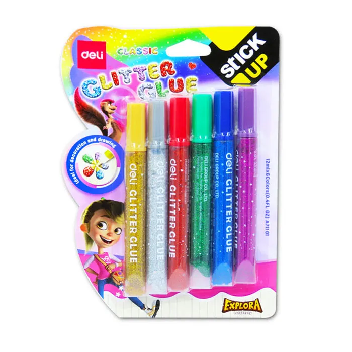 Glitter Glue Ref A71101 12ml, Spark Colours [Pk 6] Deli