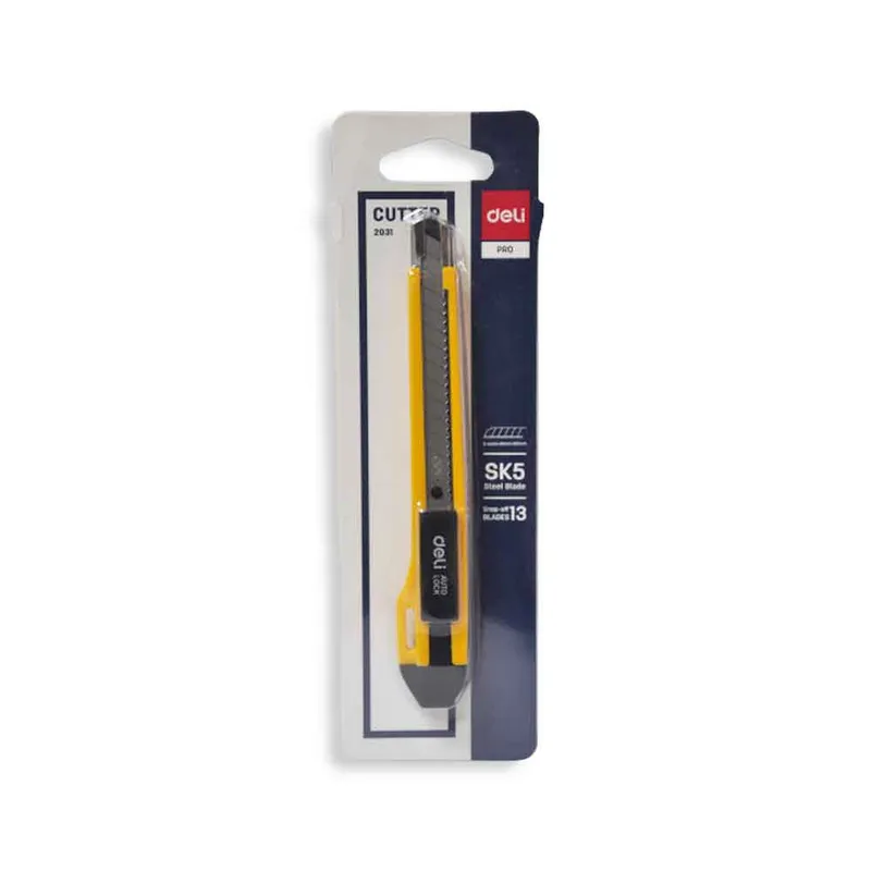 Cutter Knife Ref E2031 9mm Blade with Push Lock Deli