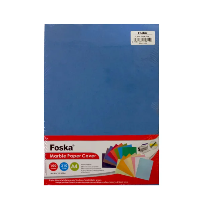Binding Cover Paper Board Strata C1 A4 Dark Blue, 210gsm [Pk 100]  Foska