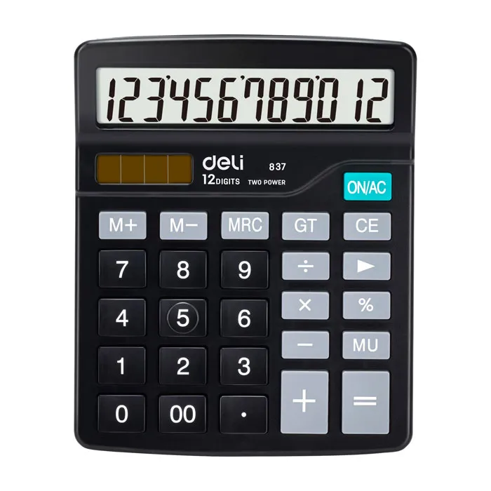 Desktop Calculator Ref E837 12 Digits, W120*D149mm, Black Deli