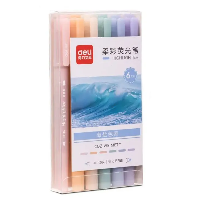 Highlighter Ref SK116 6Pcs , Assorted Colours Deli
