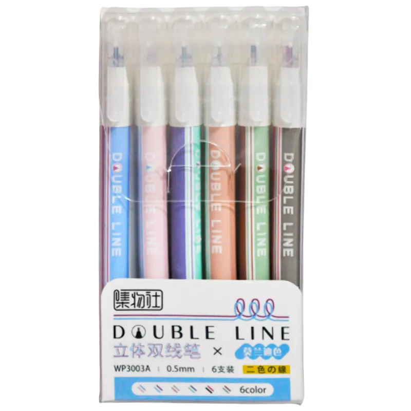 Gel Pen Ref 675 Color Ink, Double Line - PK6 MeliMelo