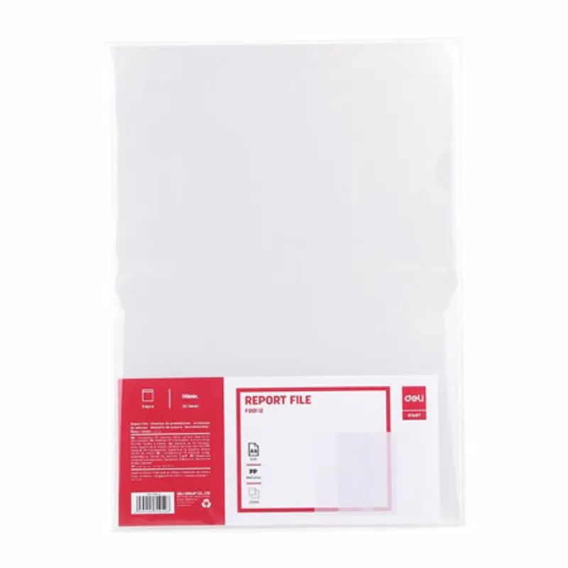 Pocket File L-Shape Ref F00112 A4, Plastic, Transparent [Pk 24] Deli