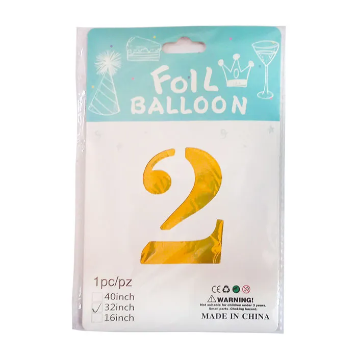 Foil Balloon No.2 32" Gold CML 