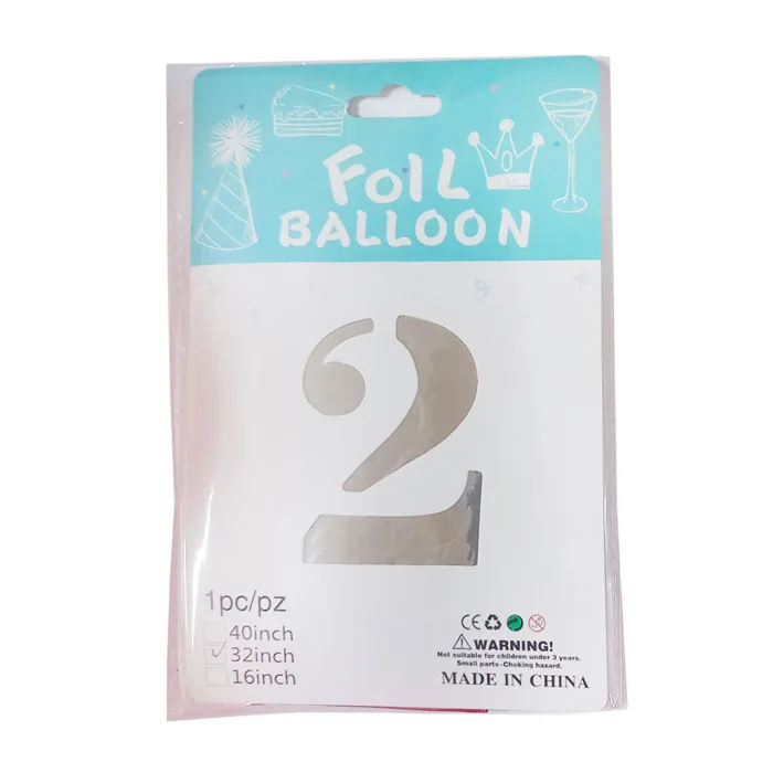 Foil Balloon No.2 32" Silver CML