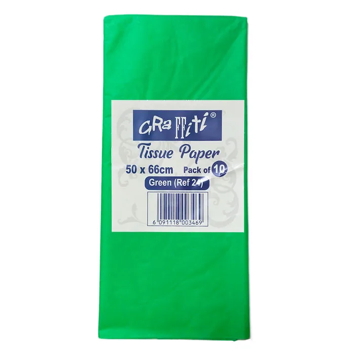 Paper Mousseline Ref 10B-24 Green, 10 Sheets Graffiti