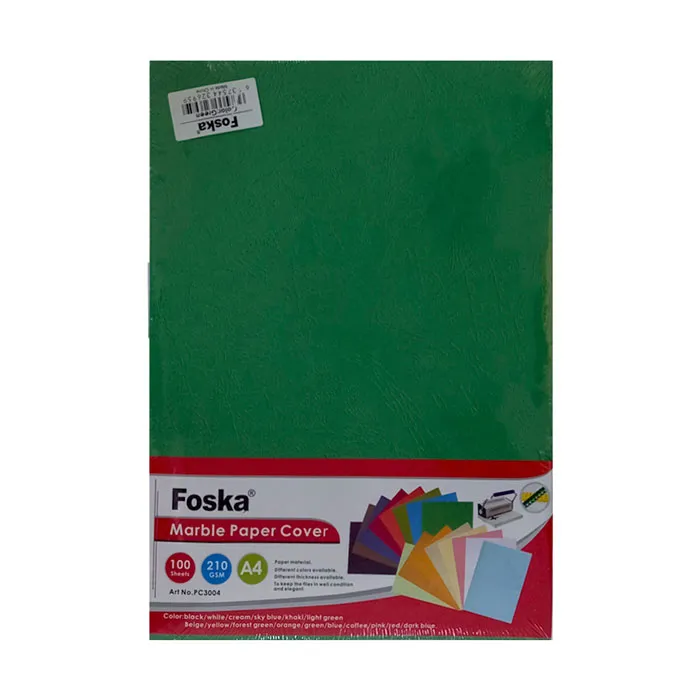 Binding Cover Paper Board Strata C9 A4 Green, 210gsm [Pk 100]  Foska