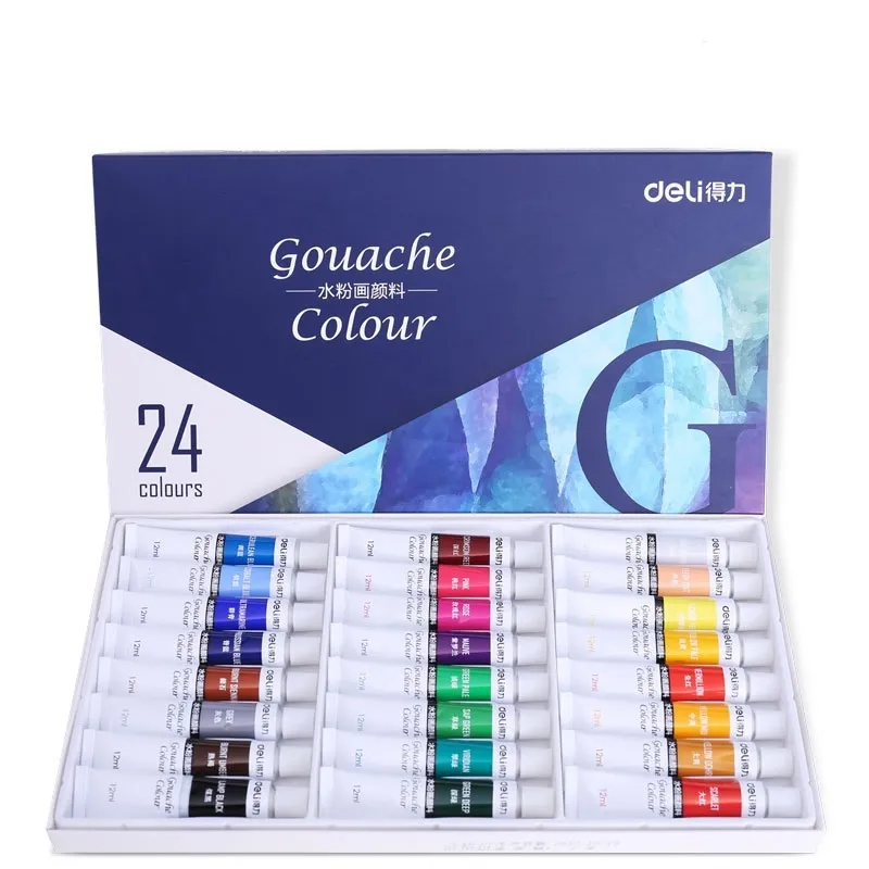 Gouache Colour Ref 73855 24 Colours, 12ml Deli