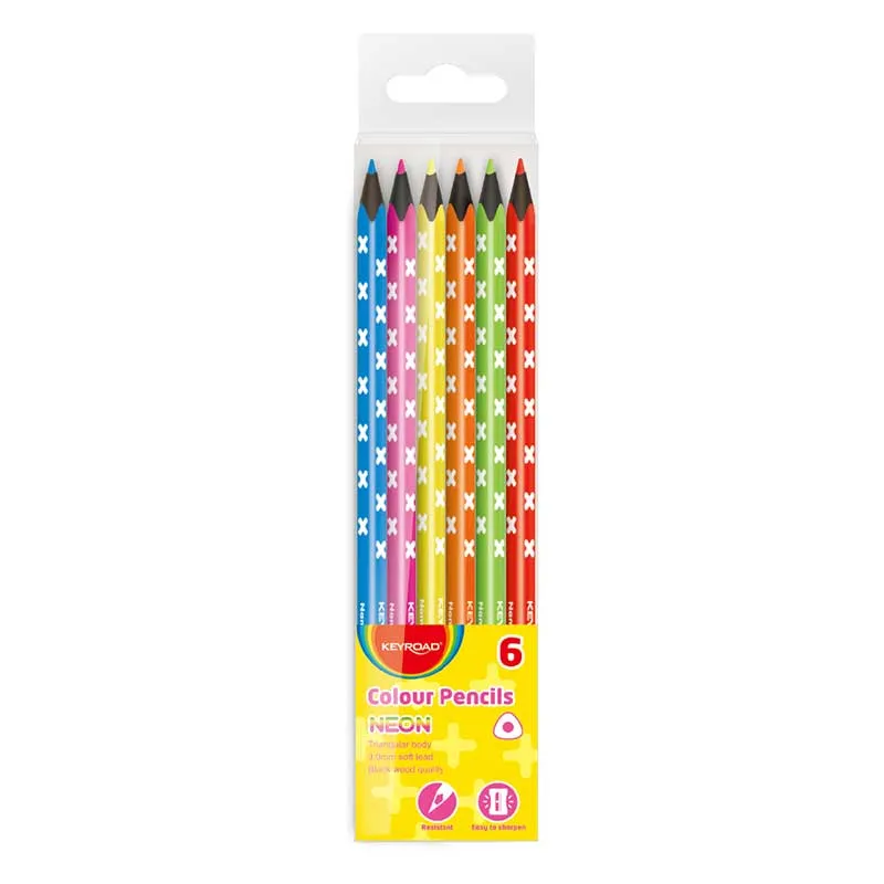 Colored Pencil Ref KR971870 6 Pcs, Black Wood Neon KeyRoad