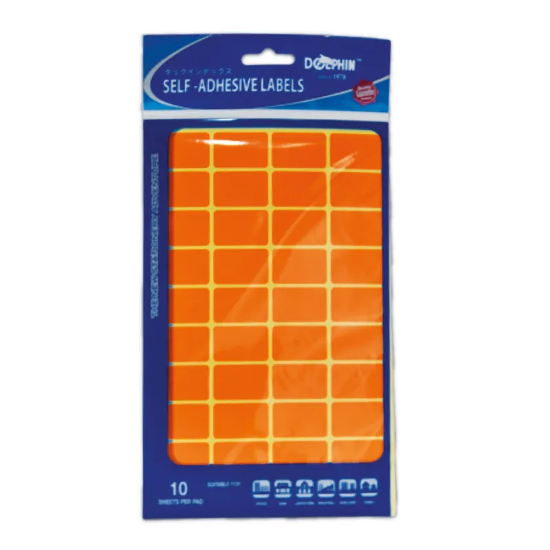 Fluo Labels [Pk 10]  19*30mm, 40 Labels/Sheet Dolphin 