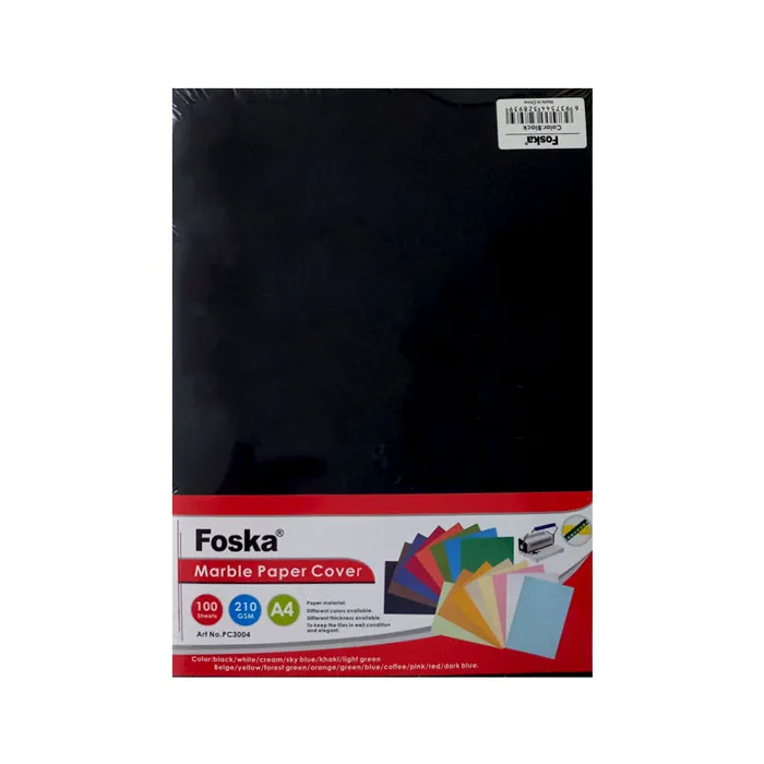 Binding Cover Paper Board Strata C16 A4 Black, 210gsm [Pk 100]  Foska