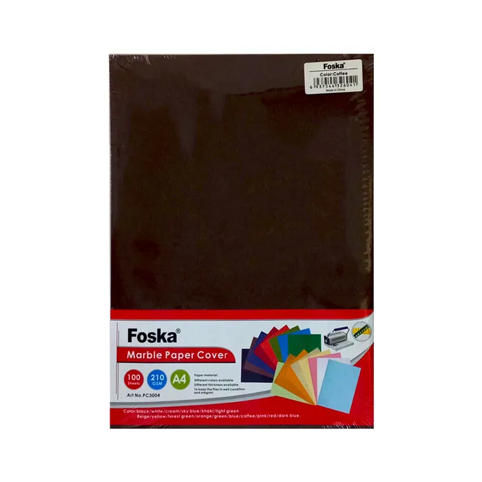 Binding Cover Paper Board Strata C14 210gsm , A4 Coffee [Pk 100]  Foska