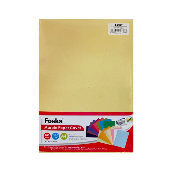 Binding Cover Paper Board Strata C4 A4 Cream, 210gsm [Pk 100] Foska