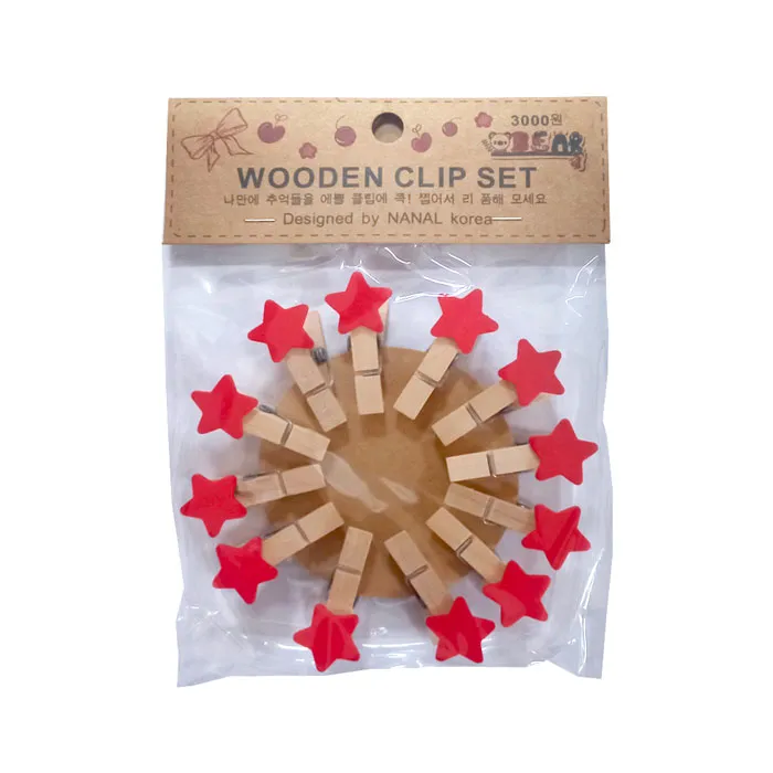 Wooden Clip Ref WW6772-145 Stars [Pk 12] FW