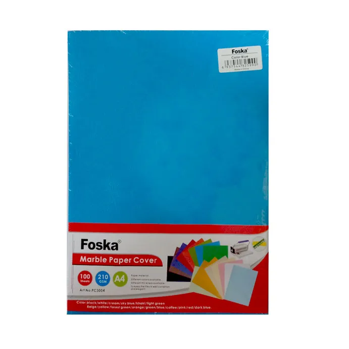 Binding Cover Paper Board Strata C8 A4 Blue, 210gsm [Pk 100] Foska