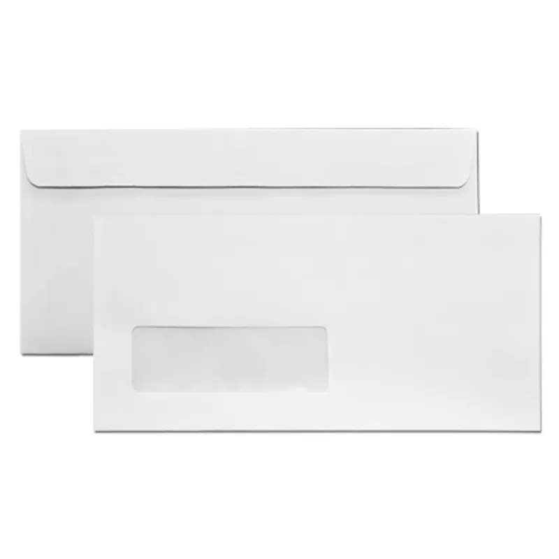 Envelope White Window  DL, W229*D114mm, Peel & Seal [Pk 100] Lion