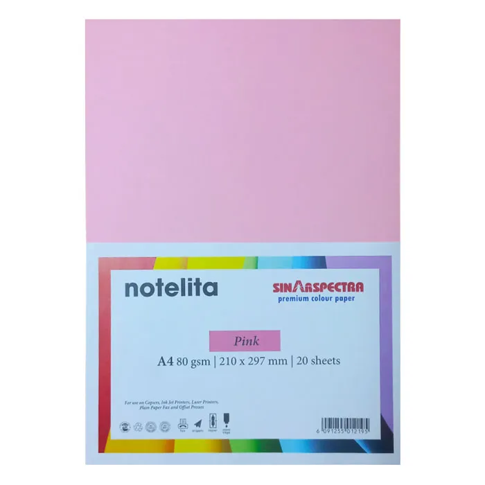 Colour Copy Paper A4 , Pink , 80gsm [Pk 20]  Sinar Spectra