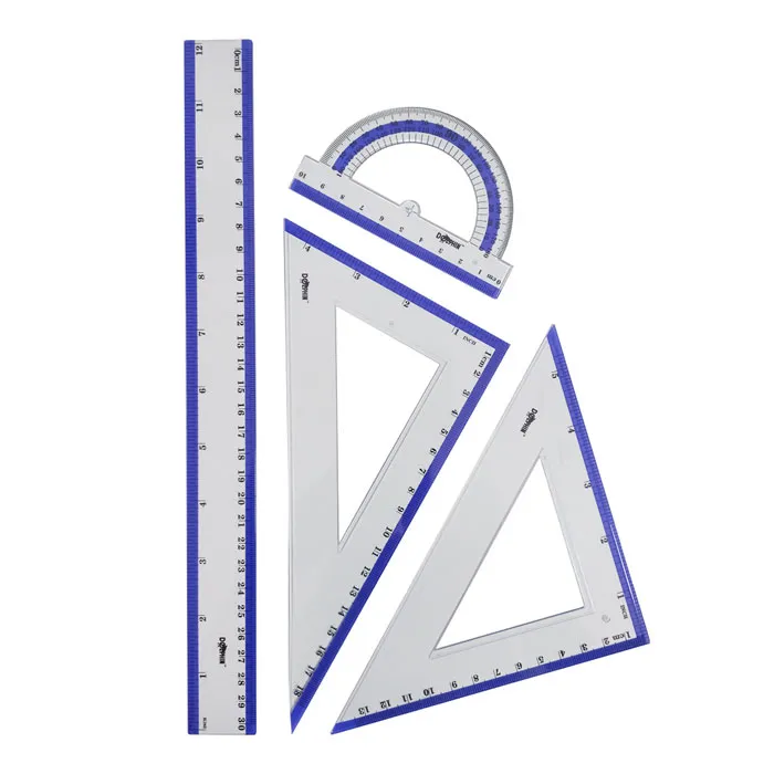 Plastic Ruler Set Ref DOL-RS2216 30cm Ruler,10cm Protractor,13 & 18cm Triangle Ruler Dolphin